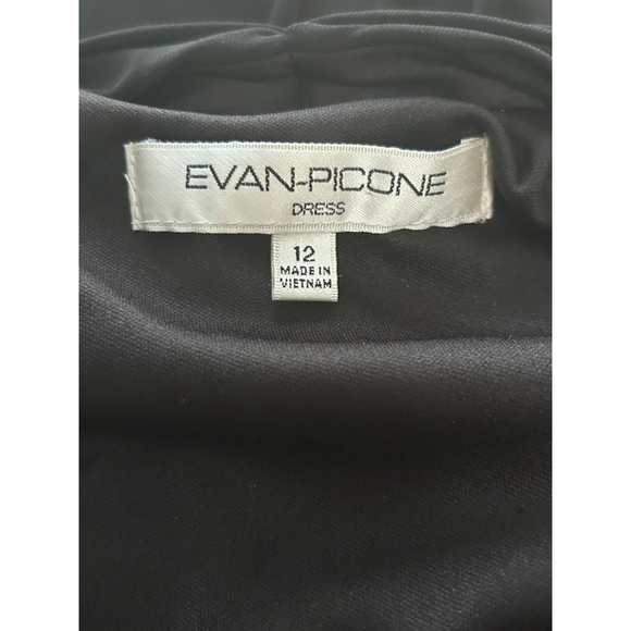 Evan-Picone Black Halter Midi Dress Ruched Waist V-Neck Size 12 - Picture 9 of 14